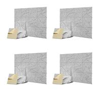 Booso Paquete de 48 paneles acústicos autoadhesivos, paneles de espuma a prueba de sonido de 12 x 12 x 0.4 pulgadas, paneles de sonido de alta densidad, color gris plateado