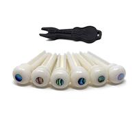 Booso Pernos de Cubierta de Guitarra Acústica de Material de Hueso de BeTail Guitarra con Punto de Concha de Perla para Accesorios de Guitarra Folk Acústica