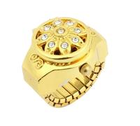 Booso Reloj de pulsera con esfera redonda y diseño de flores de cristal y banda elástica para mujer, dorado, pulsera