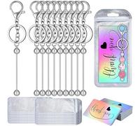 Booso Suministros para Llaveros de Bricolaje, Incluidos Llaveros con Cuentas, Bolsas Resellables, Tarjetas de Agradecimiento HolográFicas, Manualidades, FabricacióN de Joyas
