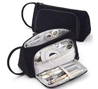 Booso Velvet Acanalado Portátil Portalápices Multifuncional Papelería Bolsa Color Estudiante Titular Lápiz Niñas Bolso Negro, Le Noir