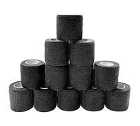 Booso Vendaje EláStico Autoadhesivo Negro de 12 Piezas Vendaje EláStico Fijo Deportivo de 5 Cm para Lesiones Deportivas y Tratamiento de Mascotas