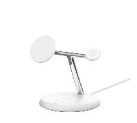 Belkin Soporte de Carga Inalámbrica 3 en 1 con MagSafe, Cargador Magnético Qi2, 15W, Carga Rápida para iPhone 17, Air, Pixelsnap, AirPods, Apple Watch (Fuente de alimentación incluida) - Blanco