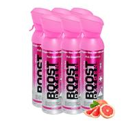 Boost Oxygen - Botella de Oxígeno Portátil - Lata de Oxigeno 95% Puro y Natural - Concentración, Recuperación, Energía, Estado de Ánimo, Mediano - 30L,6x5L (6x Envases- 600 Inhalaciones) - Pomelo Rosa