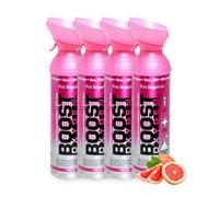 Boost Oxygen - Botella de Oxígeno Portátil - Lata de Oxigeno 95% Puro y Natural - Concentración, Recuperación, Energía, Estado de Ánimo, Grande - 36L,4x9L (4x Envases - 600 Inhalaciones) - Pomelo Rosa