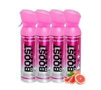 Boost Oxygen - Botella de Oxígeno Portátil - Lata de Oxigeno 95% Puro y Natural - Concentración, Recuperación, Energía, Estado de Ánimo, Mediano - 20L,4x5L (4x Envases- 400 Inhalaciones) - Pomelo Rosa