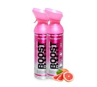 Boost Oxygen - Botella de Oxígeno Portátil - Lata de Oxigeno 95% Puro y Natural - Concentración, Recuperación, Energía, Estado de Ánimo, Grande - 18L,2x9L (2x Envases - 300 Inhalaciones) - Pomelo Rosa