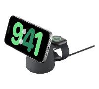 Belkin BoostCharge Pro Cargador Inalámbrico 2 en 1 con Qi2 de 15 W, Estación de Carga con MagSafe para iPhone Series 17, iPhone Air, 16, Apple Watch, AirPods y Otros, Fuente de alimentación - Negro