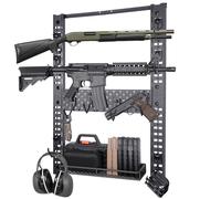 BOOSTEADY Soporte para Armas de Pared Modular con 10 Ganchos J: Accesorios Caza Soporte de Pared para Fusiles Rifles y Escopetas Hasta 120 lbs, Organizador de Armas de Pared con Estante, 31,8 x 22