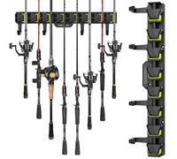 BOOSTEADY Soporte para Cañas de Pescar con 4 Ganchos Estante, Soporte de Caña de Pescar para Pared del Garaje, para Cañas de Pescar Equipo de Pesca, Verde, 1 Pieza