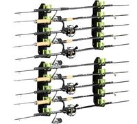 BOOSTEADY Soporte para Cañas de Pescar Estante de Cañas de Pescar para Garaje, Pesca Accesorios, Montaje en Pared o Techo, Equipo de Pesca, Verde, 2 Piezas