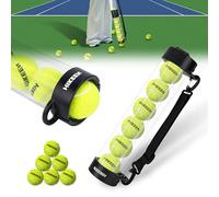 BOOSTEADY Tubo Recogedor de Pelotas de Tenis Duradero con 6 Pelotas de Tenis, Recogida Rápida y Almacenamiento No Agacharse Recoger Pelotas, Tubo con Correa para Hombro, De un Solo cañón