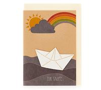 '"Boot - Cartón kraft tarjeta de bautizo tarjeta de felicitación con almohadillas de goma Flores Semillas