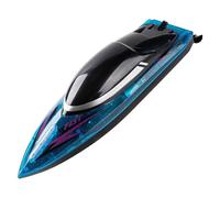 Boot RC Alta Velocidad 30kmh Colorido led licher hélice de Doble Motor Impermeable Flip Reset Piscina anticolisión Ideal Ver también (Azul)