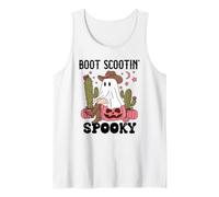 Boot Scootin Spooky Ghost Pink Cowgirl Halloween Costume Camiseta sin Mangas
