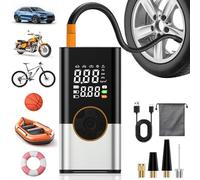 BOOTEEK 6000mAh Compresor Aire Portatil,150PSI Inflador Ruedas Coche,Mini Bomba de Aire Bicicleta Electrica con Pantalla LCD Digital,Inflador Electrico con 5 Boquillas para Coche Moto Bicicleta Bola