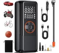 BOOTEEK Compresor Aire Portatil,7800mAh Inflador Ruedas Coche Recargable,Mini compresor de Aire,150PSI 12V DC Hinchador Ruedas Coche con Luz LED,Inflador Electrico para Coches Bicicletas Motos Balones