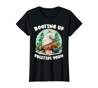 Booting Up The Yuletide Yarn Christmas IT Technician Camiseta gráfica económica, Mujer, Negro, S