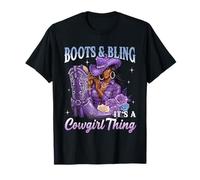Boots and Bling It's a Cowgirl Thing Purple Western Melanin Camiseta