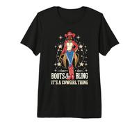 Boots and Bling It's Cowgirl Thing Western Country Melanina Camiseta Premium