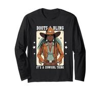 Boots and Bling It's Cowgirl Thing Western Country Melanina Manga Larga