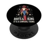 Boots and Bling It's Cowgirl Thing Western Country Melanina PopSockets PopGrip Adhesivo