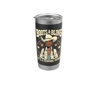 Boots and Bling It's Cowgirl Thing Western Country Melanina Vaso térmico de acero inoxidable de doble pared