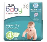 Boots Baby Super Dry Maxi Pañales tamaño 4 30s, 0% perfume/loción o fragancia, súper absorción, cintas resellables