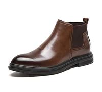 Boots de Tobillo de Punta Redonda de Chelsea para Hombres en el tacón del tacón Venda elástica PU Impermeable en no Portal Anti-Slip Casual