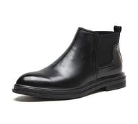 Boots de Tobillo de Punta Redonda de Chelsea para Hombres en el tacón del tacón Venda elástica PU Impermeable en no Portal Anti-Slip Casual