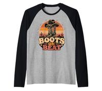 Boots on Beat Country Western Retro Cowgirl Camiseta Manga Raglan