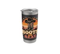 Boots on Beat country western retro cowgirl Vaso térmico de acero inoxidable de doble pared
