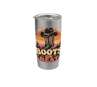 Boots on Beat country western retro cowgirl Vaso térmico de acero inoxidable de doble pared