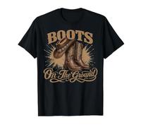 Boots On The Ground Cowboy Boots Rodeo Western Cowgirl Meme Camiseta gráfica económica, Hombre, Negro, S