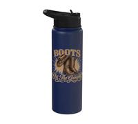 Boots On The Ground Cowboy Boots Rodeo Western Cowgirl Meme Stainless Steel Insulated Water Bottle