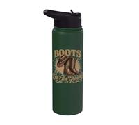 Boots On The Ground Cowboy Boots Rodeo Western Cowgirl Meme Stainless Steel Insulated Water Bottle