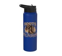Boots On The Ground Cowboy Boots Rodeo Western Cowgirl Meme Stainless Steel Insulated Water Bottle