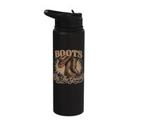 Boots On The Ground Cowboy Boots Rodeo Western Cowgirl Meme Stainless Steel Insulated Water Bottle