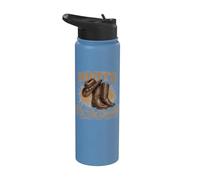 Boots On The Ground Cowboy Boots Rodeo Western Cowgirl Meme Stainless Steel Insulated Water Bottle