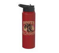 Boots On The Ground Cowboy Boots Rodeo Western Cowgirl Meme Stainless Steel Insulated Water Bottle