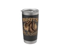 Boots On The Ground Cowboy Boots Rodeo Western Cowgirl Meme Vaso térmico de acero inoxidable de doble pared