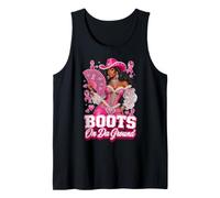 Boots On The Ground Howdy Breast Cancer Pink Western Cowgirl Camiseta sin Mangas