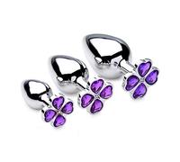 Booty Sparks 103836 Kit de Tapones Anales de 3 Piezas - Trébol, Morado - Plateado, Talla Única