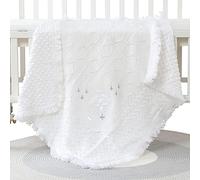 Booulfi Manta de Bautizo para bebé recién Nacido, Unisex, Color Blanco, Manta de Punto para Bautizo, tamaño 95 x 100 cm