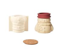 Boowan Nicole Feliz muñeco de nieve ganador candelabro tarro de vela moldes de fundición,Moldes de silicona de hormigón para hacer velas artesanía ornamento(SH1017+A0210)