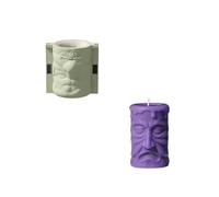BOOWAN NICOLE Halloween espeluznante sonrisa pilar vela vela molde de silicona, forma cilíndrica de espíritu espíritu de columnas para fundir para decoración espeluznante fabricación de velas