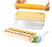 BOOWEN Cubiteras para Hielo con Tapa 32 Compartimentos Bandeja de Cubitera Silicona Reutilizables Ice Cube Tray para Whisky Cócteles Cola Bebidas (amarillo)