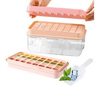 BOOWEN Cubiteras para Hielo con Tapa 32 Compartimentos Bandeja de Cubitera Silicona Reutilizables Ice Cube Tray para Whisky Cócteles Cola Bebidas (rosa)