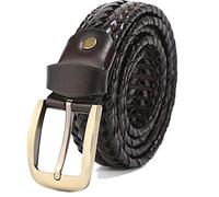 boowhol de hombres Wild Delicate hueca Diseño Multicolor Piel tejida Cinturón marrón marrón 125cm