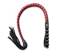 Boowhol-Látigo de cuero erótico de azotes para hombres y mujeres látigo trinca SM role playing juguetes sexuales eróticos (Rojo Negro)